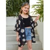 SOLY HUX Girl's Floral Print Sheer Open Front Swim Cover