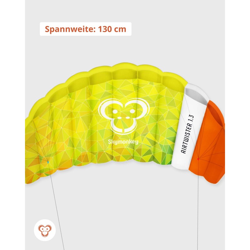 Skymonkey Airtwister 1.3 Parafoil Kite incl. Carrying Bag and Flight