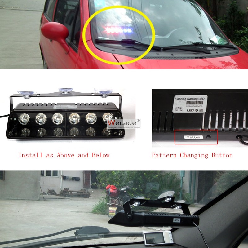 Wecade® 16 Changing Modes 6w Super Bright LED Visor Dashboard