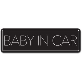 Baby Insignal, Magnet Sticker, Horizontal Simple Design, Baby in Car, Baby On Board Sign, Simple, Black (Sticker)