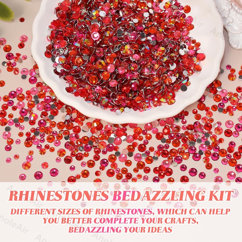 15000Pcs Red Color Rhinestones for Bedazzling, Jelly Bedazzling Resin Gems
