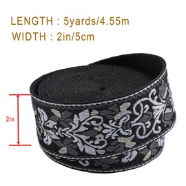 Cotton Webbing 2 inch - Polycotton Webbing, 5 Yards Heavy Webbing Straps for Arts and Crafts, Purse Strap, Camera Strap, Guitar Strap, Luggage, Slings