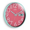 MPM Quality Design Wall Clock, Turquoise/Pink, Date Display, Precise Quartz