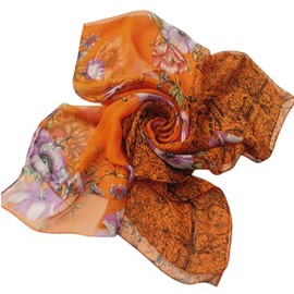 FAIRYGATE Damen Seidentuch Schal Tuch Chiffon Georgette Langer Seidenschal Luxuriöse Schals Elegante Muster Halstuch Hautfreundlich Damenschal 38015