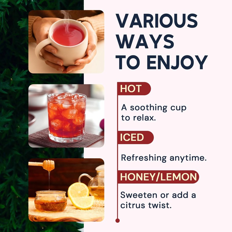 Hibiscus Tea Bags, Hibiscus Flower Herbal Tea - Caffeine &