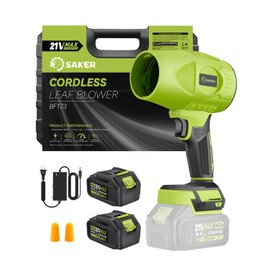 Saker Cordless Leaf Blower Handheld Blower Portable Dust Cleaner 180000 RPM with Adjustable Speed for Drying Patio Cleaning Camping 2 Batteries Green with Case