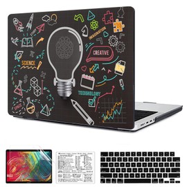 Compatible with MacBook Pro 16 inch Case 2021-2024 Release M4 A3403 A3186 M3 A2991 M2 A2780 M1 A2485 Pro/Max Hard Shell Plastic Case &Mac OS Keyboard Sticker&Keyboard Cover (Black Bulb)