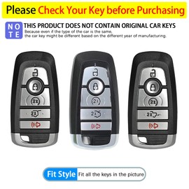 Syodiesn for Ford Key Fob Cover Soft TPU with Leather Keychain Key Case Shell Full Protective Cover Compatible with Ford Explorer Mustang Fusion Escape F150 F250 F350 F450 F550 Edge 5 Button, Red