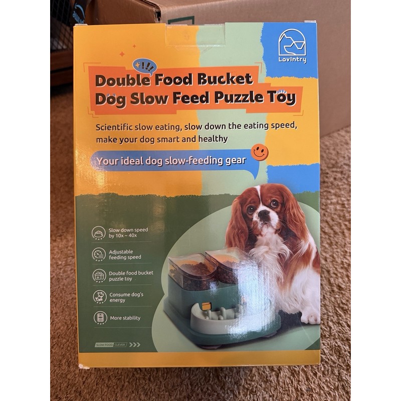 Lovintry Double Food Bucket Dog Slow Feed puzzle you