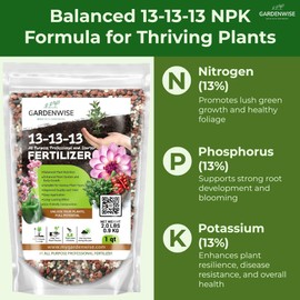 Gardenwise 13-13-13 Slow Release Granular Fertilizer – All Purpose Plant Food 13 13 13 for Outdoor Grass, Vegetables, Roses, Flowers, Shrubs, Trees. Lawns, Gardens, Potted Plants (1 Quart)