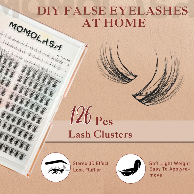 Cluster Eyelash Extensions with Bottom Lashes Left&Right Wispy Eyelashes Clusters