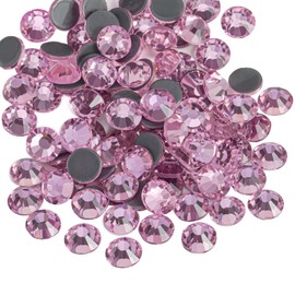 Beadsland Hotfix - 1440 diamantes de imitación de cristal con parte trasera plana para manualidades, ropa, decoraciones de bricolaje, rosa claro, SS20