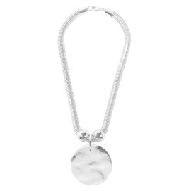 XILAZAB Silver Hammered Metal Statement Necklace Set with Lobster Clasp Closure, Disc Coin Necklace Circle Necklace Chunky Necklaces for Women New Unique Trendy Jewelry Valentines