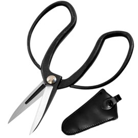 KAKURI Okubo Shears 7.8" (200 mm) Bonsai Scissors Long Blade, Flower Arranging Scissors, Japanese Carbon Steel Professional Garden Tool, Black, Made in JAPAN