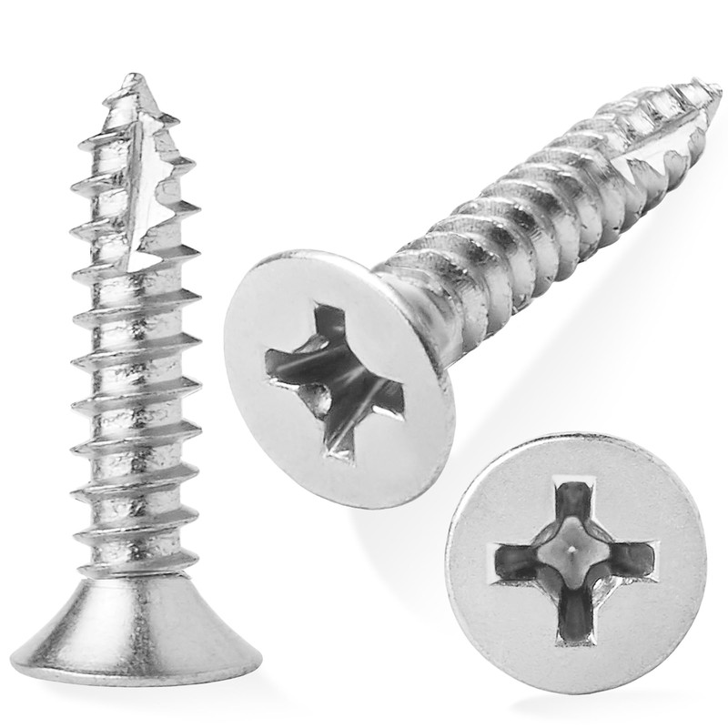 Cauldham Chrome Wood Screws #9 x 1 Inch for Door