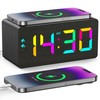 URAYCO Wooden Digital Alarm Clock with Fast Wireless Charger, Dual