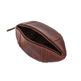 Mad Monkey American Football Toiletry Bag Genuine Leather Football Design, Brown, 27,5 cm, Football-Design
