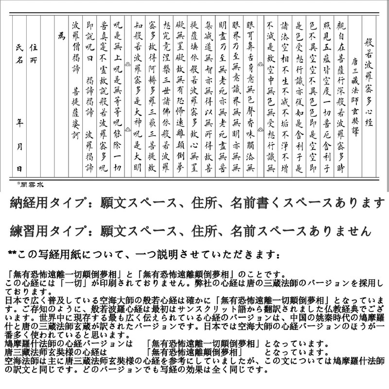 Hannya Heart Sutra Sutra Paper Set, 30 Sheets of Sutra