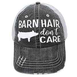 BARN Hair Heifer Sheep Goat Pig Horse Chicken Trucker Hats and CAPS Farm Girl Hats (BARN-Hair-Pig)