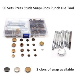 SagaSave 50 Set Snap Fasteners Tool Kit, Metal Popper Button with Pliers Craft Tool for Sewing Clothing, Jackets, DIY Crafts (Black)