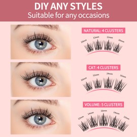 Mlen Diary Lashes Clusters,132pcs 9-15mm False Lashes With Lash Bond and Seal Remover,Tweezers,Individual D Curl Manga Individual Cluster Lashes,Natural Look DIY Eyelash Extension Kit (02 Dense Fox)