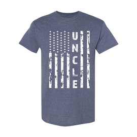 Kropsis Uncle Vintage American Flag Men's T-Shirt, S, Heather Navy