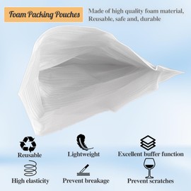 AKLVBL Foam Pouches for Packing Dishes，50pack Cushion Foam Wrap for Packing Supplies for Moving Shipping Storing Glasses Ceramics Cups Mugs,2 Sizes(7.87 x 7.87 inches,7.87 x 11.81 inches)
