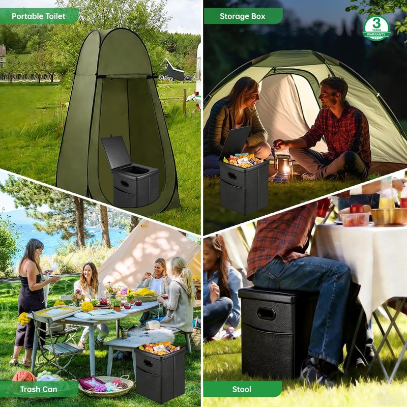 Panmout 16.5" XL Portable Toilet for Camping, Foldable Travel Toilet
