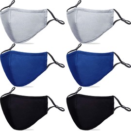 PAGE ONE Reusable Cloth Face Masks Washable Adjustable Breathable Cotton Face Mask for Women Men/6PC