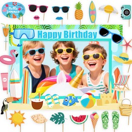 JeVenis Pool Party Photo Booth Props Pool Birthday Party Supplies Splish Splash Birthday Decoration Summer Beach Parties Supplies