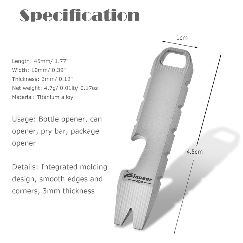 Hamans Mini EDC Pry Bar Titanium Bottle Opener Keychain Screwdriver