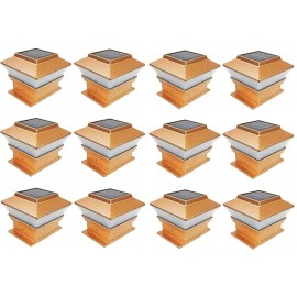 RELIGHTABLE 12 Outdoor Garden Solar Post Deck Cap Square Fence Light Plastic Copper 244x12