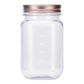 novelinks 16 Ounce Clear Plastic Jars with Rose Gold Lids - Refillable Round Clear Containers Clear Jars Storage Containers for Kitchen & Household Storage - BPA Free (20 Pack)