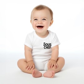 Chunky Deli Sous Chef Cotton Short Sleeve Bodysuit | Snack Lover & Chef Gift, Gender Neutral Infant Jumper, Foodie Baby Pregnancy Announcement, Housewarming