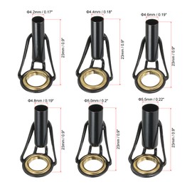 PATIKIL 4..2-5.5 mm Fishing Rod Tip Repair Kit 6 Pieces Stainless Steel Stake Ring Guide Replacement for Saltwater Freshwater Fishing Golden