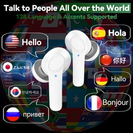 KILOGOGRAPH Translating Earbuds Real Time B11 - Two Way 138 Language Voice Translation Device, Instant Translator Earbuds, Audífonos Traductor de Voz Instantáneos de Idiomas Español Ingles (White)