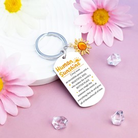 OWIGIU Human Sunshine Keychain Mental Health Gift Inspirational Thank You Appreciation Gifts for Women Coworkers Employee Friend Motivational Sunshine Gifts for Women Inspirational Quotes Keychain