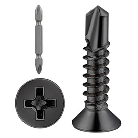 Wensilon（400pcs）#8×3/4”for Sheet Metal Self-Tapping Screws 410 Black Stainless Steel Flat Head High-Strength Quick self-Drilling Screws