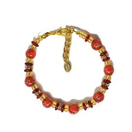 Sospiri Venezia Women's Bracelet with 7 Glass Beads 8 mm Diameter Original Murano Glass Gift Jewellery Made in Italy Certified, Glass