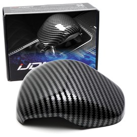 iJDMTOY Gloss Black Carbon Fiber Twill-Weave Pattern Shift Knob Cover Trim Compatible with Kia 2018-2023 K8 Stinger