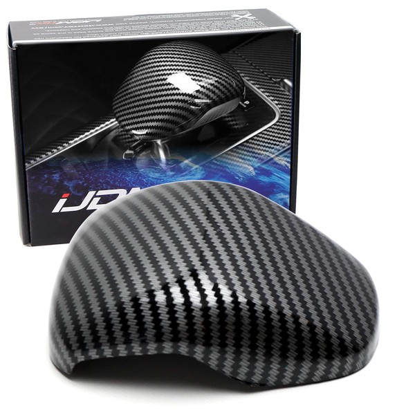 iJDMTOY Gloss Black Carbon Fiber Twill-Weave Pattern Shift Knob Cover