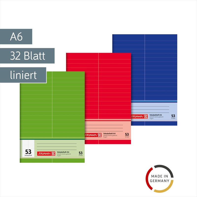 Brunnen 1046925 Vocabulary Book (A6 32 Sheets Ruled with Divided