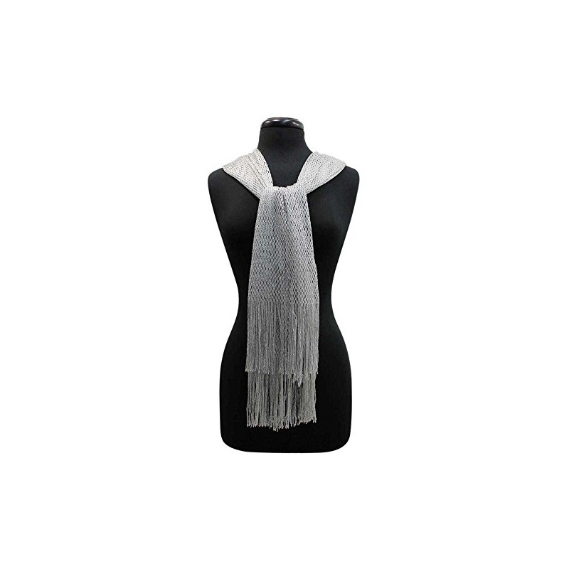 Luxury Divas Silver Lightweight Mesh Metallic Scarf