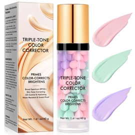 Colour Correcting Primer, Triple Color Barrier Cream with SPF 50, Sunscreen Isolation Cream, Oil Control Moisturizing Makeup Primer, Waterproof & Long Lasting for All Skin