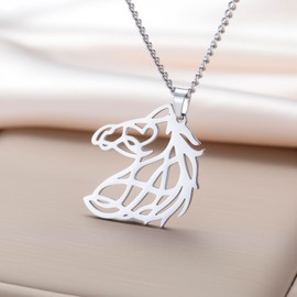 KKJOY - Collar de caballo de acero inoxidable con colgante de cabeza de caballo para mujeres, hombres, amantes de los animales de la naturaleza, Adjustable, Acero inoxidable, Sin piedra preciosa