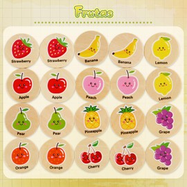 VOAOV Memoria Animales, 20 Piezas Tarjetas A Juego De Animales, Actividad Educativa Juegos Mesa para Niños, Juego De Memoria con Tarjetas De Imagen De Animales, Fruta