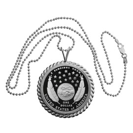 US 2004 Lewis and Clark Commemorative 90% Silver Proof Dollar Coin Solid 925 Sterling Silver Necklace NEW