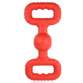 BiteKing Natural Rubber Dog Toys for Medium Aggressive Chewers - Lifetime Replacement - Tough Tug War Dog Toy for Medium Dogs Tooth Clean, Red