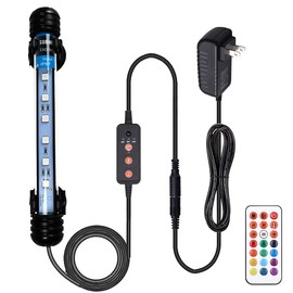 Submersible LED Aquarium Light for Fish Tank，3-Stage Timer with Auto Turn On/Off and Cycle ,Remote Control Custom Adjusts 13 Colors and Brightness,24/7 RGB-6LEDs 7.5Inch…