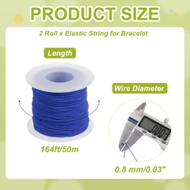 PATIKIL Elastic String for Bracelet 164 Ft/50 Meter Length 0.8 mm Dia, 2 Roll Sturdy Stretchy String Cord for Jewelry Making Necklace Beading Craft DIY, Dark Blue